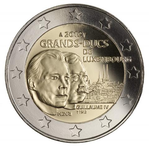 2 Euro Luxemburgo 2012 conmemorativos de la muerte del Gran Duque Guillermo